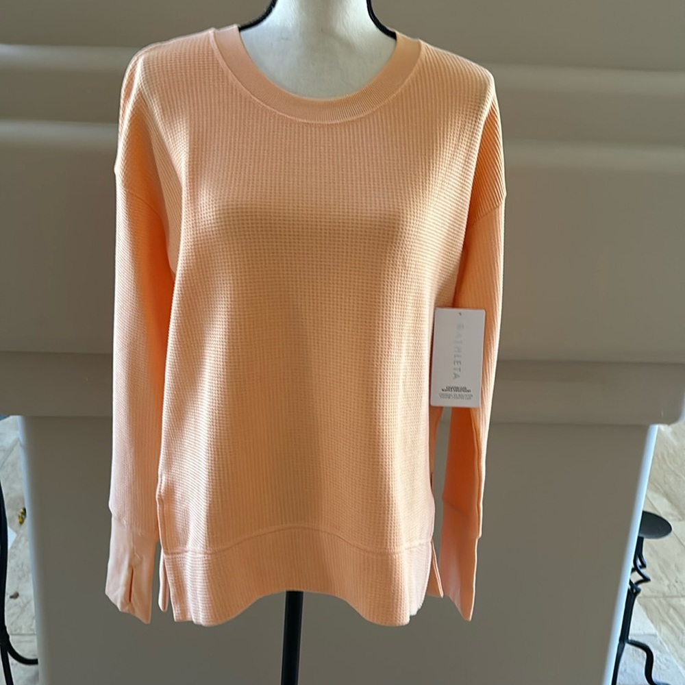 Athleta Coaster Luxe Waffle Sweatshirt. Pale Peach. Size S. New With Tags.